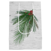Frohe Weihnachtskiefer und Berry Medium Geschenkta Mittlere Geschenktüte (Rückseite)
