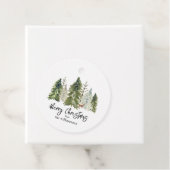 Frohe Weihnachtskiefernbaum Grün Rustikale Wasserf Geschenkanhänger (Beispiel)