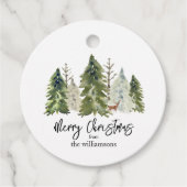 Frohe Weihnachtskiefernbaum Grün Rustikale Wasserf Geschenkanhänger (Vorderseite)