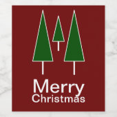 Frohe Weihnachtskiefernbäume Abstrakt Rot Grün Weinetikett (Einzelnes Label)