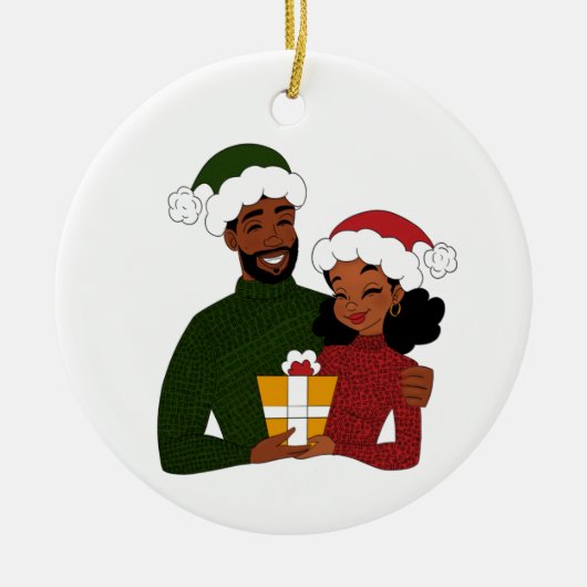 Frohe Weihnachtskinder Keramik Ornament (Vorne)