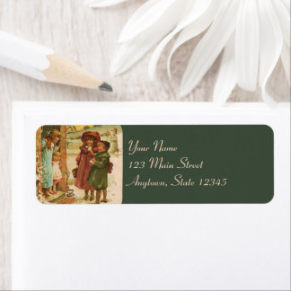 Frohe Weihnachtskinder-Rücksendeadressen-Aufkleber