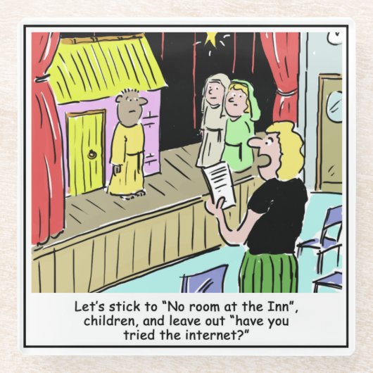 Frohe Weihnachtskinder und Krippenspiel Glasuntersetzer (Vorderseite)