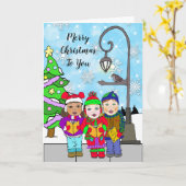 Frohe Weihnachtskinderreise Karte (Gelbe Blume)