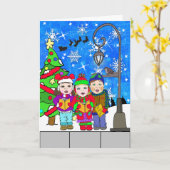 Frohe Weihnachtskinderreise Karte (Gelbe Blume)