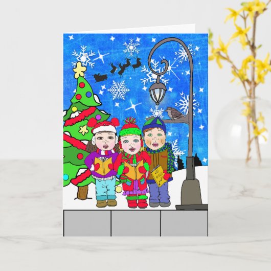 Frohe Weihnachtskinderreise Karte (Gelbe Blume)