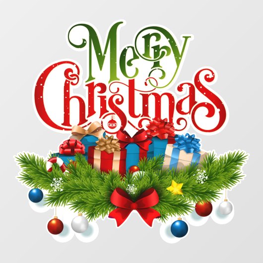 Frohe Weihnachtsklammer Fensteraufkleber (Blatt)