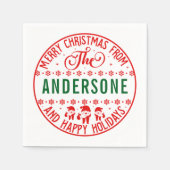 Frohe Weihnachtskleber | Festtagslabels Serviette (Vorderseite)