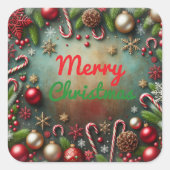 Frohe Weihnachtskleber Quadratischer Aufkleber (Vorderseite)