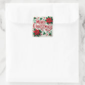 Frohe Weihnachtskleber Quadratischer Aufkleber (Tasche)