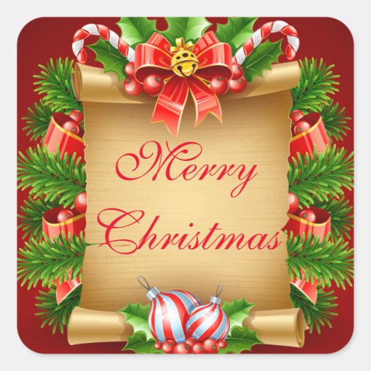 Frohe Weihnachtskleber Quadratischer Aufkleber (Vorderseite)