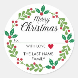 Frohe Weihnachtskleid-Aufkleber mit Herz bis Von Runder Aufkleber