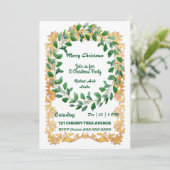 Frohe Weihnachtskleider Gold Frame Party Einladung (Stehend Vorderseite)
