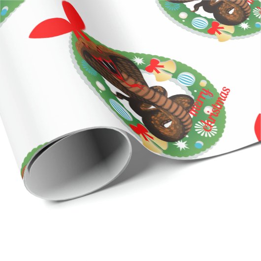 Frohe Weihnachtskobra-Schlange Geschenkpapier (Rolleneckpunkt)