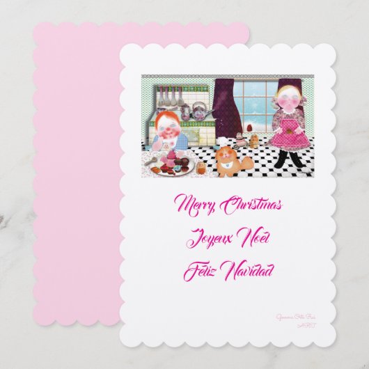 Frohe Weihnachtskochen mit freundlicher Illustrati Einladung (Vorne/Hinten)