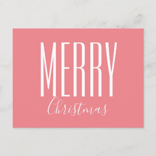 Frohe Weihnachtskoralle Pink Feiertagspostkarte (Vorderseite)