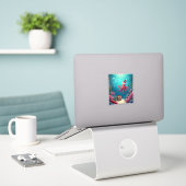 Frohe Weihnachtskorallenriffe Aufkleber (Laptop auf Schreibtisch)