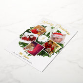 Frohe Weihnachtskranz 5 Foto Personalisiert, Gold Folieneinladung (Gedreht)