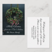 Frohe Weihnachtskranz aus unserer neuen Adresse Begleitkarte (Vorne/Hinten)