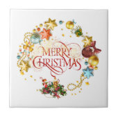 Frohe Weihnachtskranz Fliese (Vorderseite)