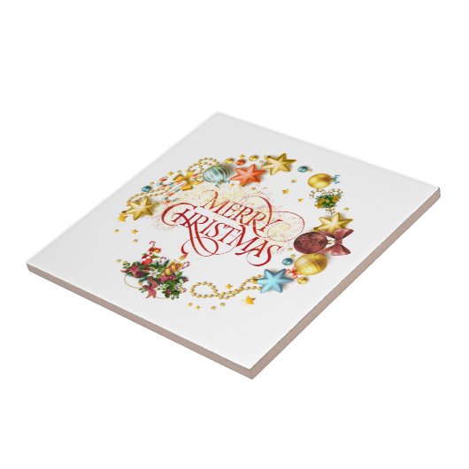 Frohe Weihnachtskranz Fliese (Seite)