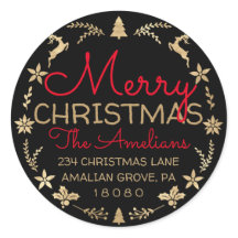 Frohe Weihnachtskranz Gold Rustikale UAWG Black