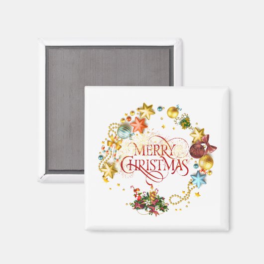 Frohe Weihnachtskranz Magnet (Vorderseite/Rückseite)