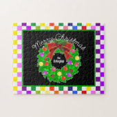 Frohe Weihnachtskranz Personalisiert farbenfroh Puzzle (Horizontal)