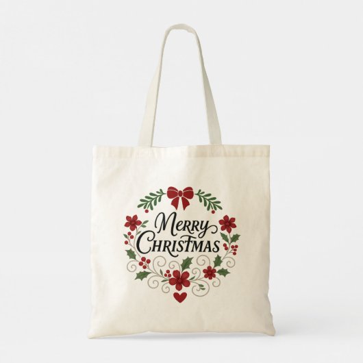Frohe Weihnachtskreide Budget Tote Tag Tragetasche (Rückseite)