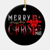 Frohe Weihnachtskreuz Christlich Religiös Keramik Ornament (Vorne)