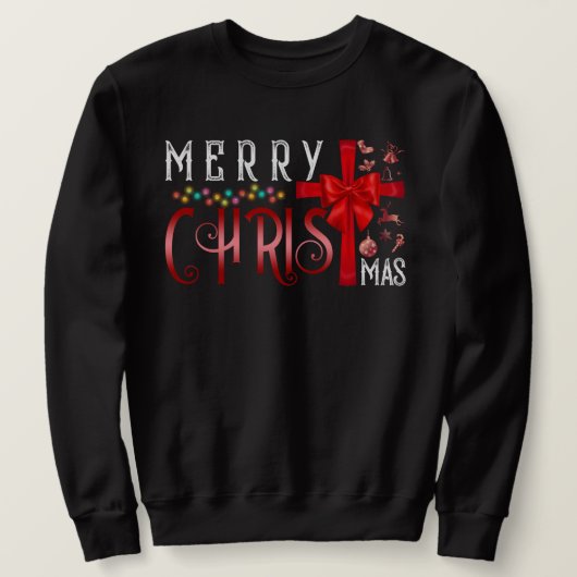 Frohe Weihnachtskreuz Christlich Religiös Sweatshirt (Design vorne)