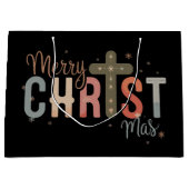 Frohe Weihnachtskreuz Religiöse Christliche Famili Große Geschenktüte (Vorderseite)