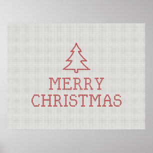 Frohe Weihnachtskreuzstickerei Poster