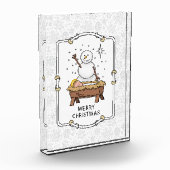 Frohe Weihnachtskrippe Baby Jesus Snowman Fotoblock (Links)