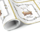 Frohe Weihnachtskrippe Baby Jesus Snowman Geschenkpapier (Rolleneckpunkt)