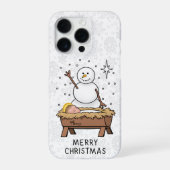 Frohe Weihnachtskrippe Baby Jesus Snowman iPhone Hülle (Rückseite)