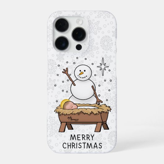 Frohe Weihnachtskrippe Baby Jesus Snowman iPhone Hülle (Rückseite)