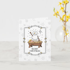 Frohe Weihnachtskrippe Baby Jesus Snowman Karte
