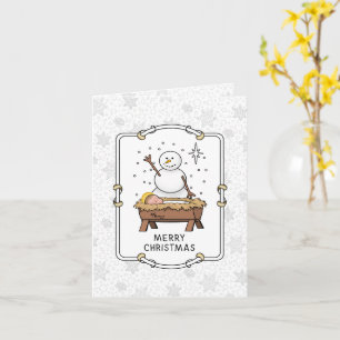 Frohe Weihnachtskrippe Baby Jesus Snowman Karte