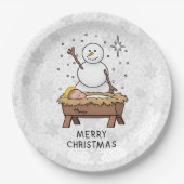Frohe Weihnachtskrippe Baby Jesus Snowman Pappteller (Vorderseite)