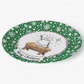 Frohe Weihnachtskrippe Baby Jesus Snowman Pappteller (Schrägansicht)