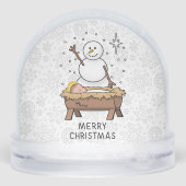 Frohe Weihnachtskrippe Baby Jesus Snowman Schneekugeln (Rückseite)