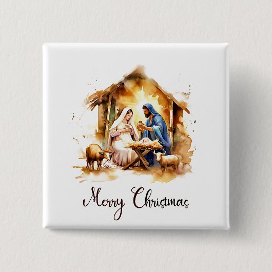 Frohe Weihnachtskrippe Button (Vorderseite)