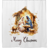 Frohe Weihnachtskrippe Duschvorhang (Vorderseite)