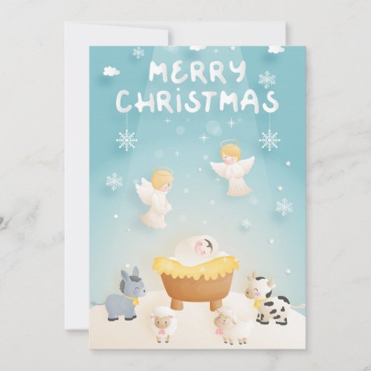 Frohe Weihnachtskrippe Feiertagskarte (Vorderseite)