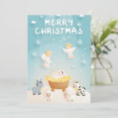 Frohe Weihnachtskrippe Feiertagskarte (Stehend Vorderseite)