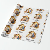 Frohe Weihnachtskrippe Geschenkpapier (Ungerollt)
