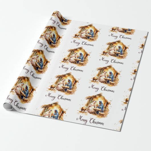 Frohe Weihnachtskrippe Geschenkpapier (Ungerollt)