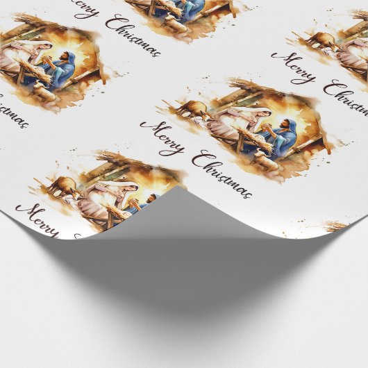 Frohe Weihnachtskrippe Geschenkpapier (Ecke)