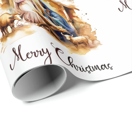 Frohe Weihnachtskrippe Geschenkpapier (Rolleneckpunkt)